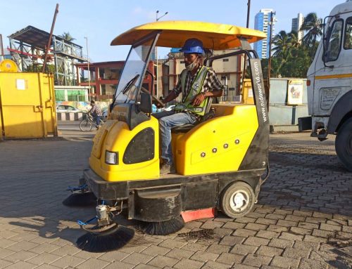 Nido Battery Sweeper Cleaning Roads at Mumbai Coastal Road Project